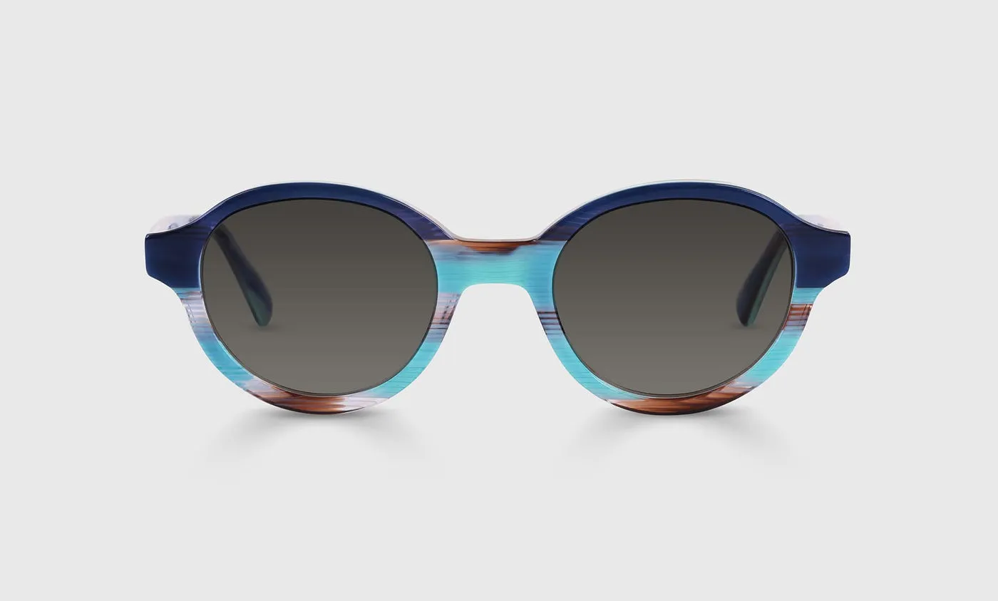 Well-Rounded Color 10 - Navy and Teal Stripe-Layered Front and Temples