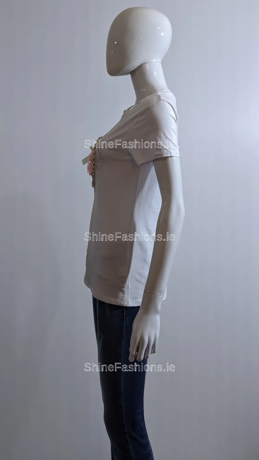 White Love Heart Design Top