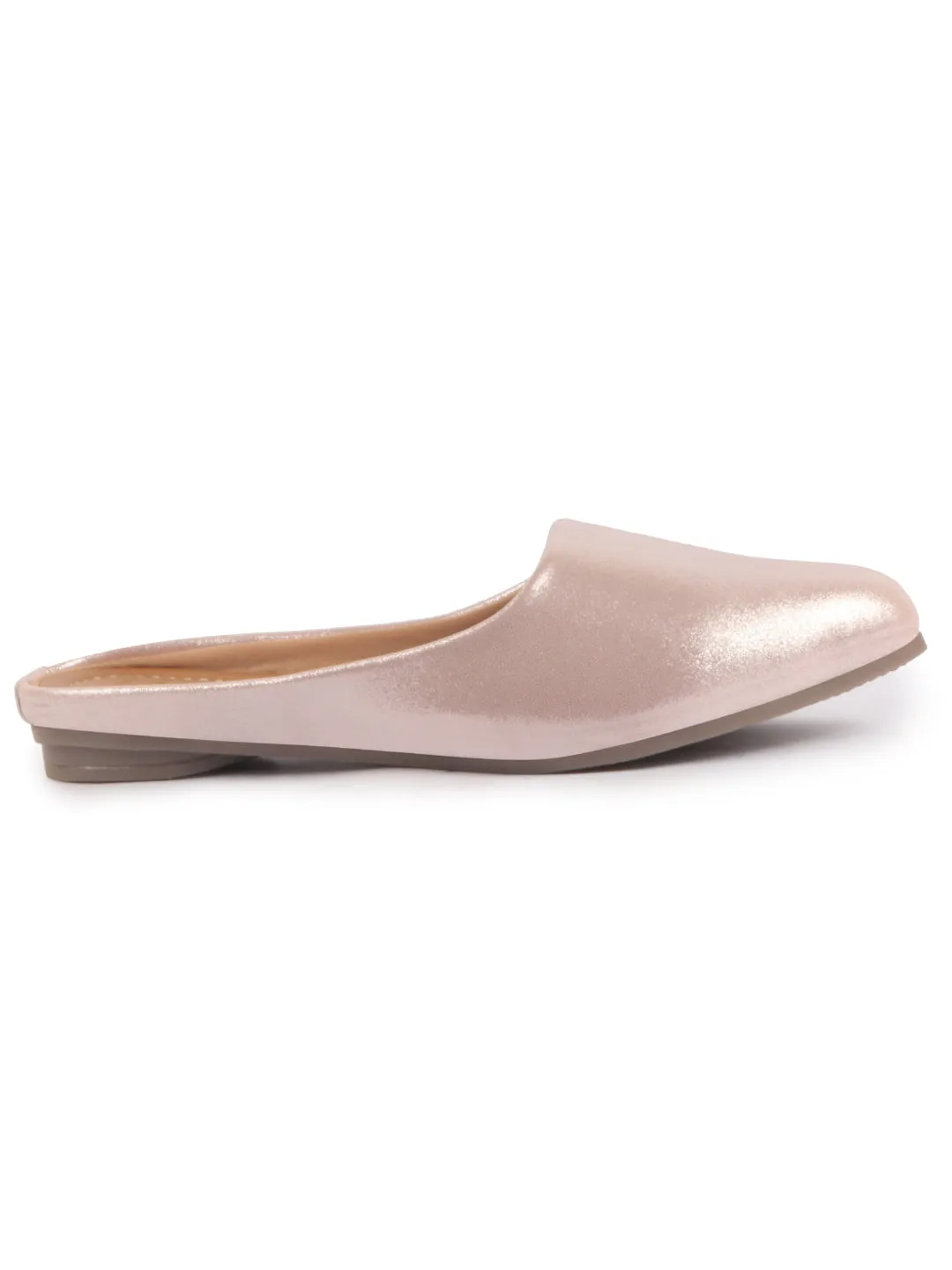 Women Back Open Ethnic Slip On Mules Party Wear Glittery Shiny SlippersLightweight Loafer Flats Memory Cushioned Insole