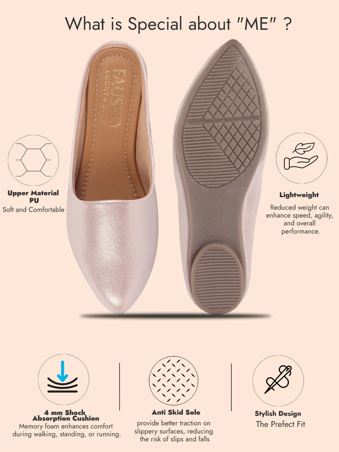 Women Back Open Ethnic Slip On Mules Party Wear Glittery Shiny SlippersLightweight Loafer Flats Memory Cushioned Insole