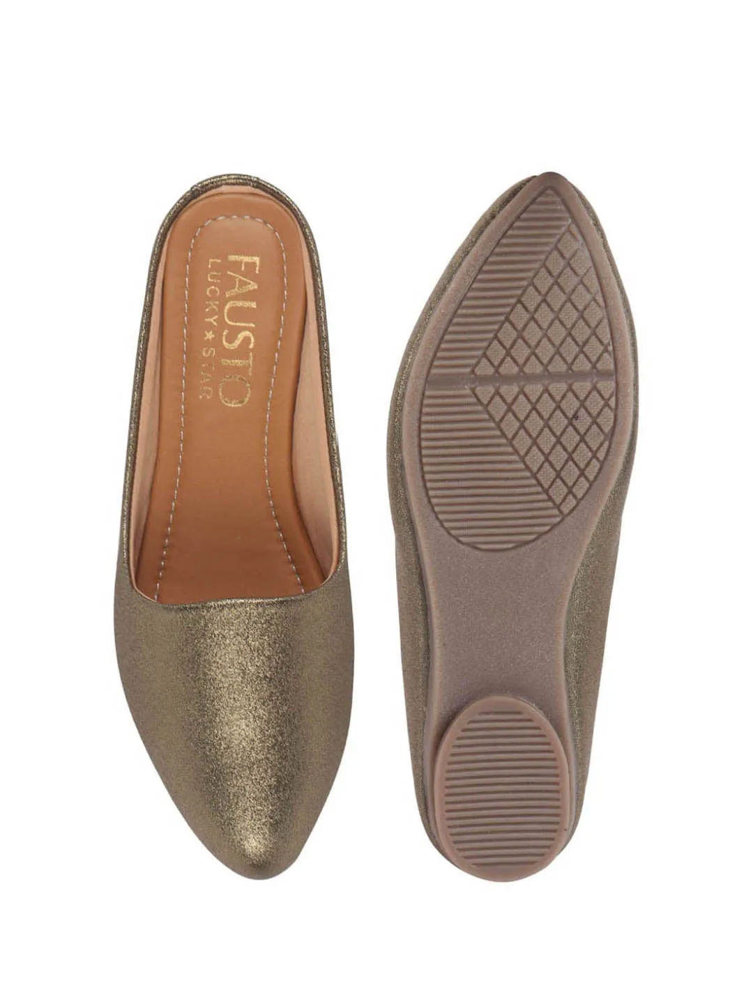 Women Back Open Ethnic Slip On Mules Party Wear Glittery Shiny SlippersLightweight Loafer Flats Memory Cushioned Insole