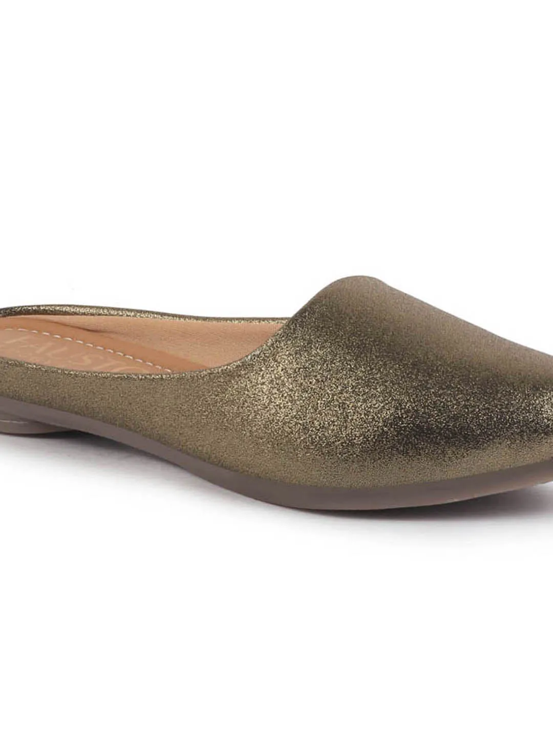 Women Back Open Ethnic Slip On Mules Party Wear Glittery Shiny SlippersLightweight Loafer Flats Memory Cushioned Insole