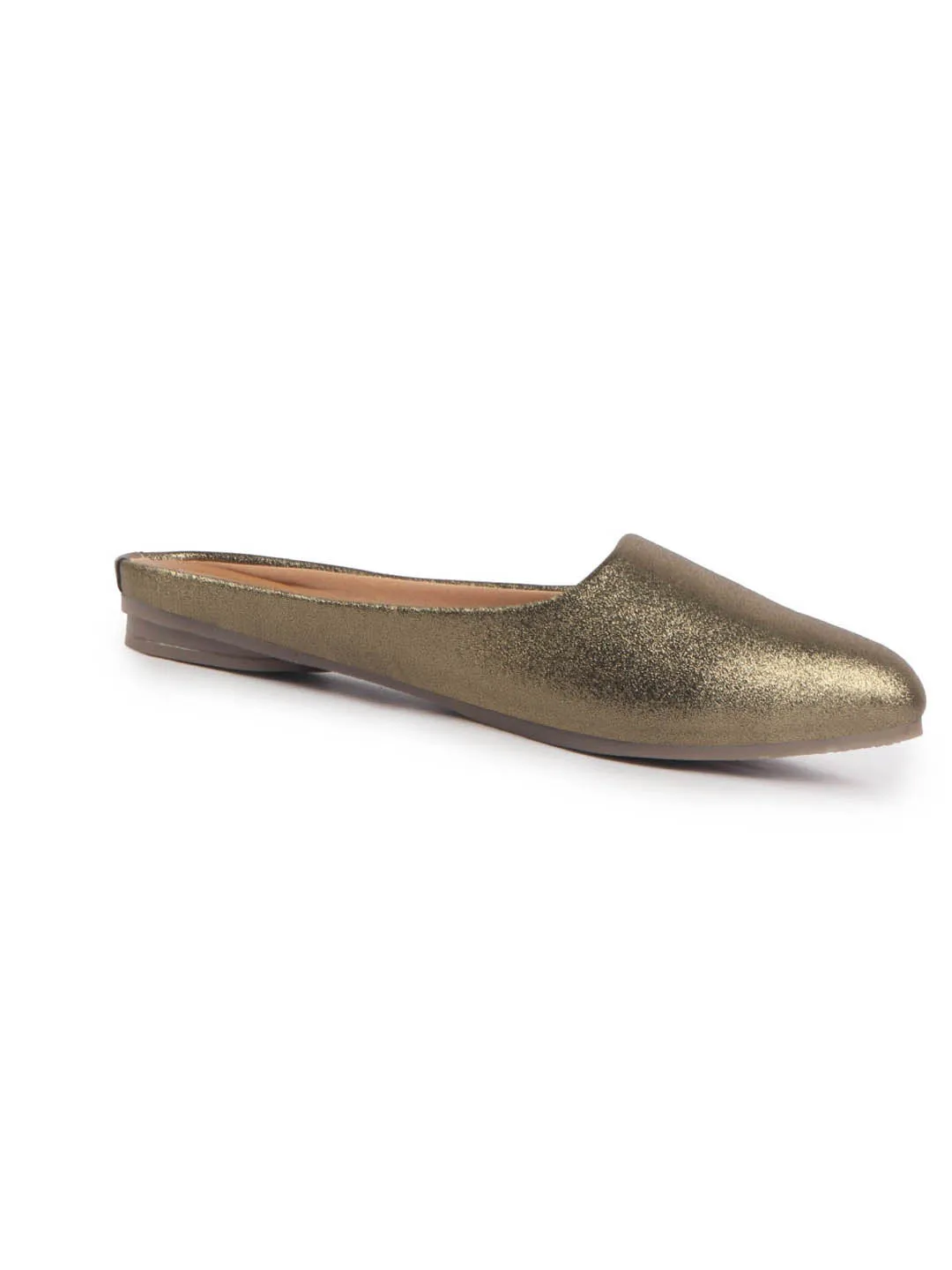 Women Back Open Ethnic Slip On Mules Party Wear Glittery Shiny SlippersLightweight Loafer Flats Memory Cushioned Insole