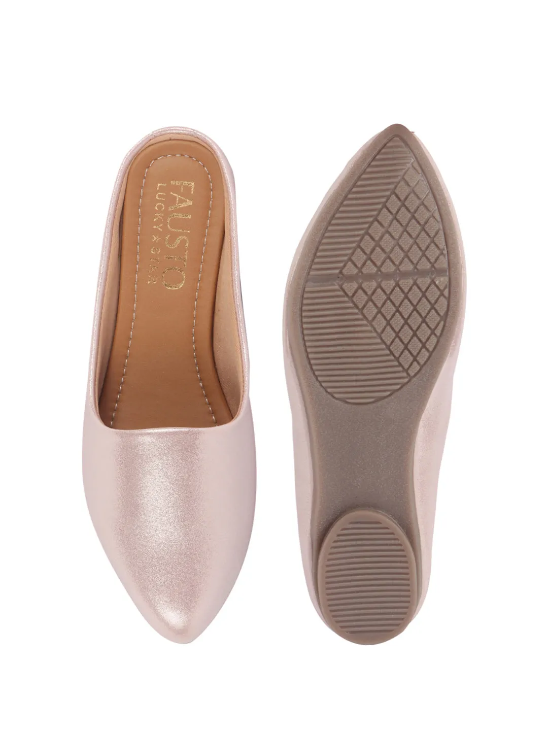 Women Back Open Ethnic Slip On Mules Party Wear Glittery Shiny SlippersLightweight Loafer Flats Memory Cushioned Insole