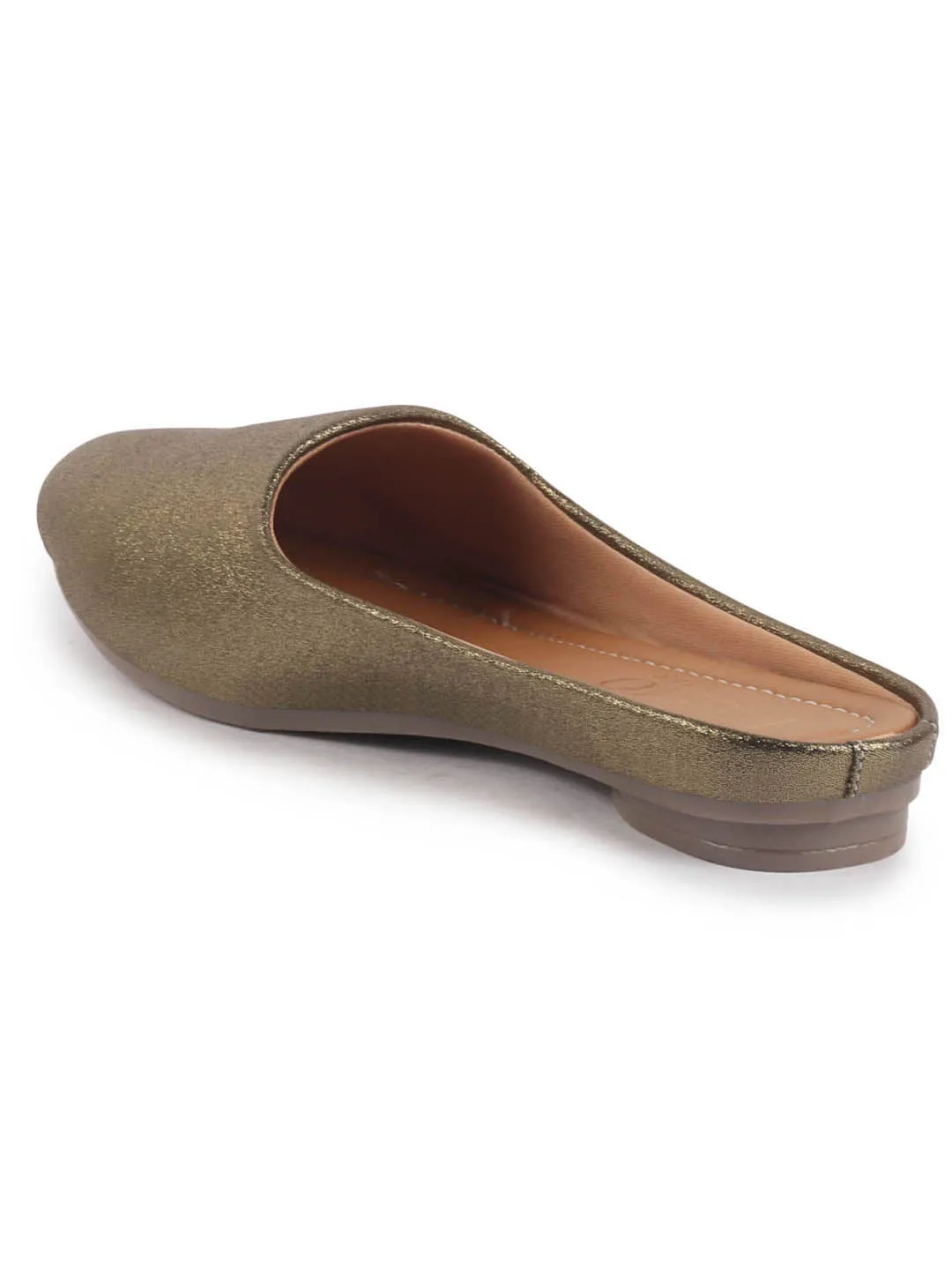 Women Back Open Ethnic Slip On Mules Party Wear Glittery Shiny SlippersLightweight Loafer Flats Memory Cushioned Insole