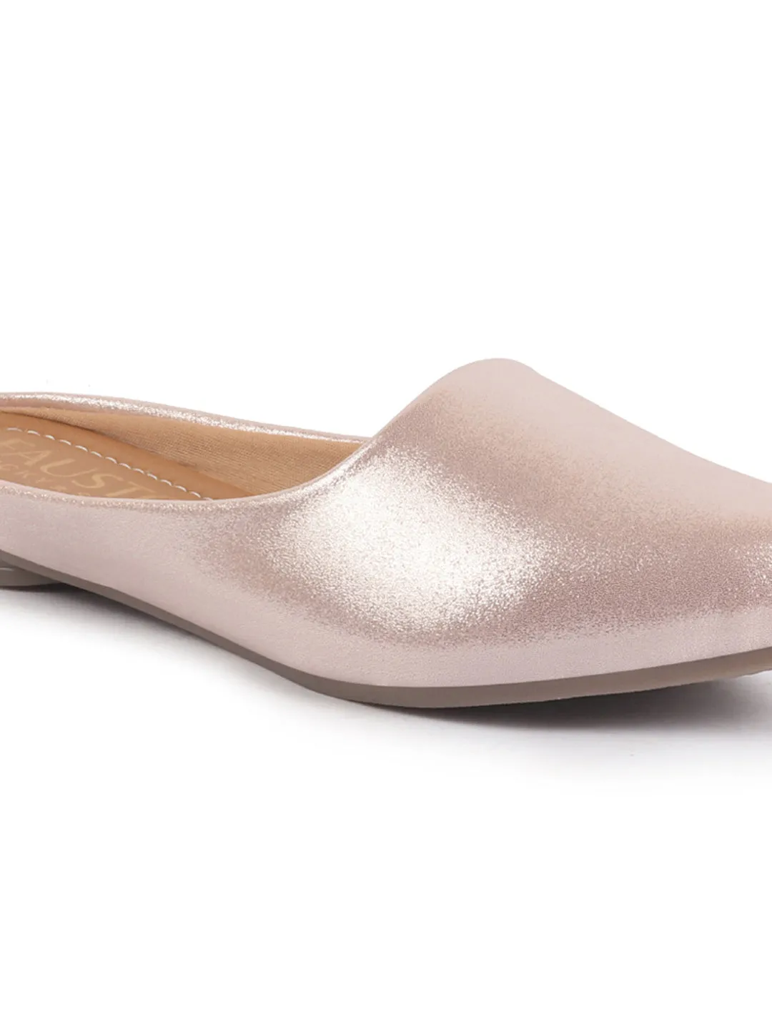 Women Back Open Ethnic Slip On Mules Party Wear Glittery Shiny SlippersLightweight Loafer Flats Memory Cushioned Insole