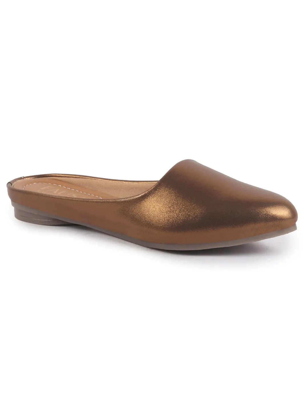 Women Back Open Ethnic Slip On Mules Party Wear Glittery Shiny SlippersLightweight Loafer Flats Memory Cushioned Insole