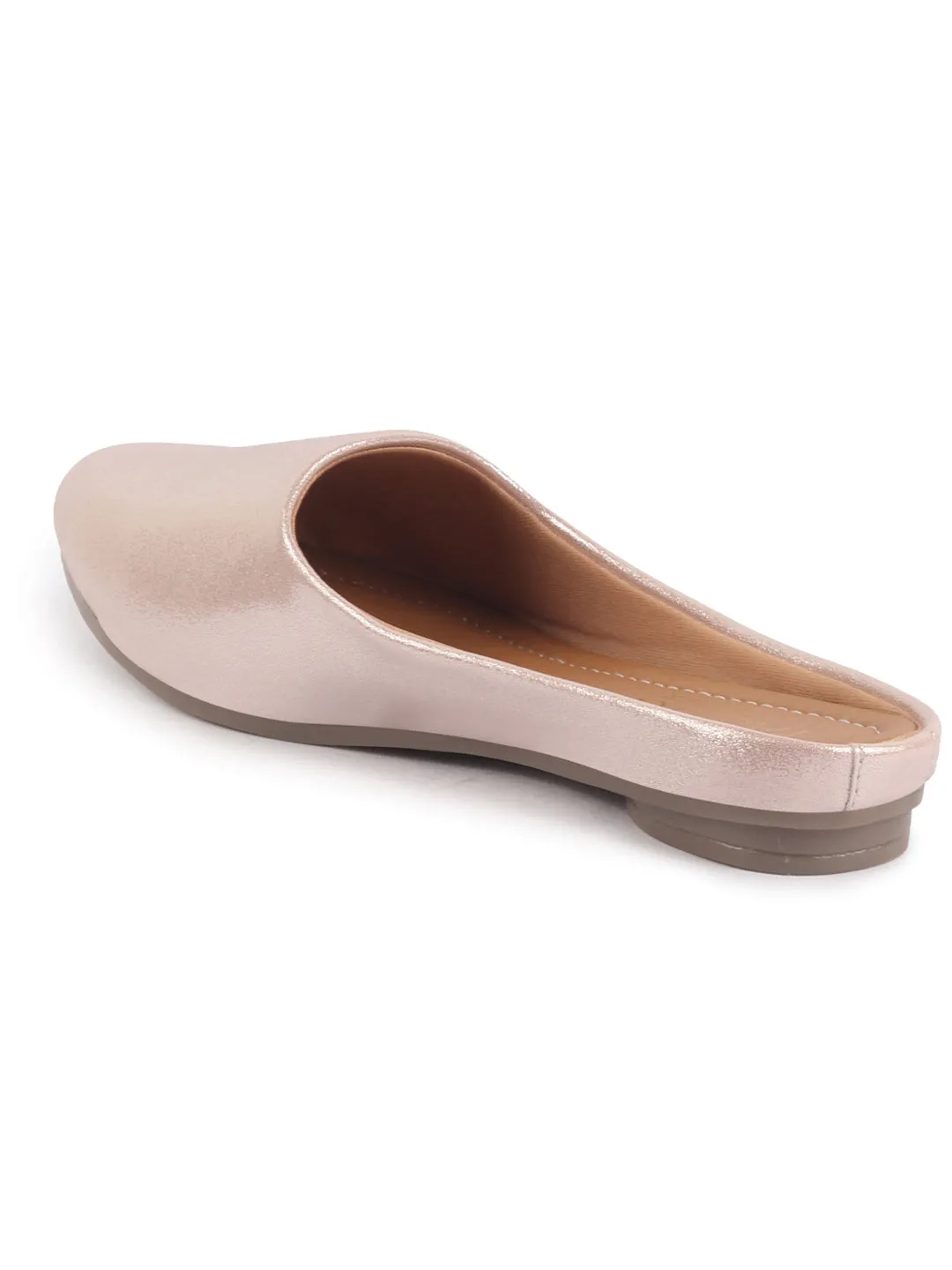 Women Back Open Ethnic Slip On Mules Party Wear Glittery Shiny SlippersLightweight Loafer Flats Memory Cushioned Insole