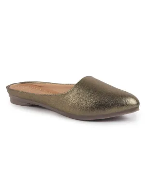 Women Back Open Ethnic Slip On Mules Party Wear Glittery Shiny SlippersLightweight Loafer Flats Memory Cushioned Insole