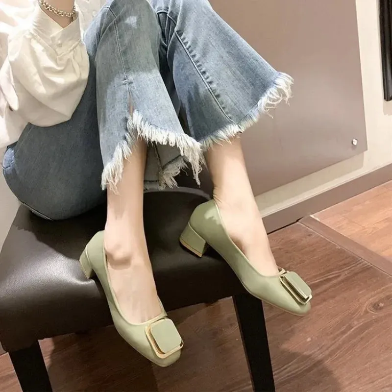 Women Ballerinas Square Toe Slip on Ballet Low Heel 2024 Women Loafers Leather Ladies Casual Women Shoes