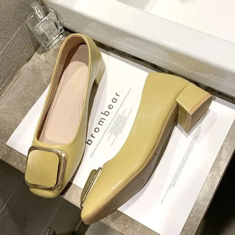 Women Ballerinas Square Toe Slip on Ballet Low Heel 2024 Women Loafers Leather Ladies Casual Women Shoes