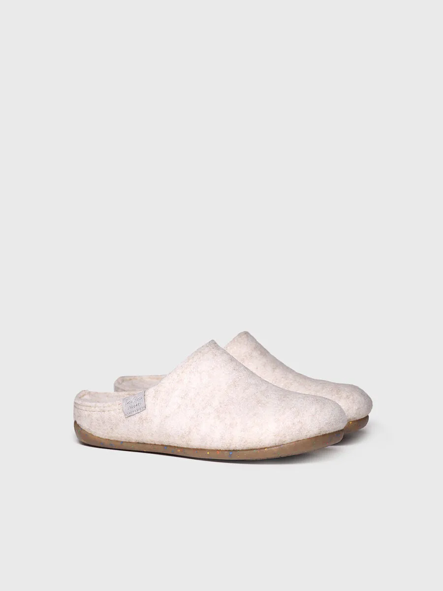 Women's clog-style shoe made from recycled felt in Raw - MONA-FR