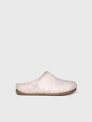 Women's clog-style shoe made from recycled felt in Raw - MONA-FR