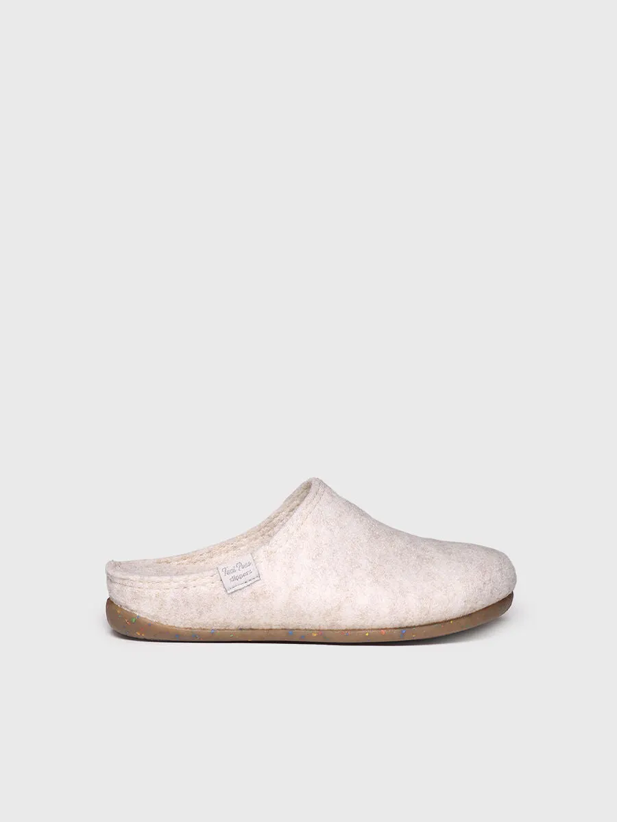 Women's clog-style shoe made from recycled felt in Raw - MONA-FR