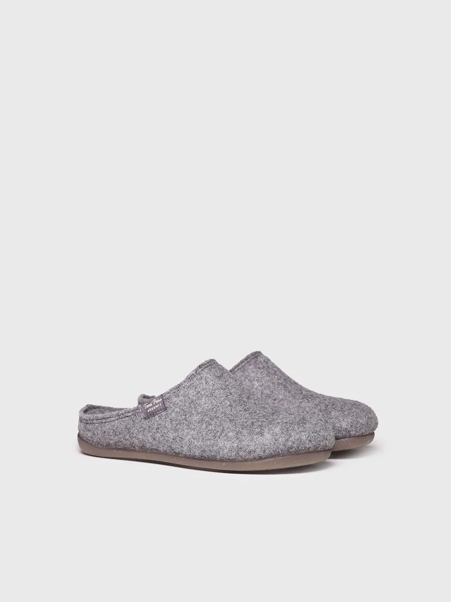 Women's clog-style slipper made from recycled felt in Grey - MONA-FR