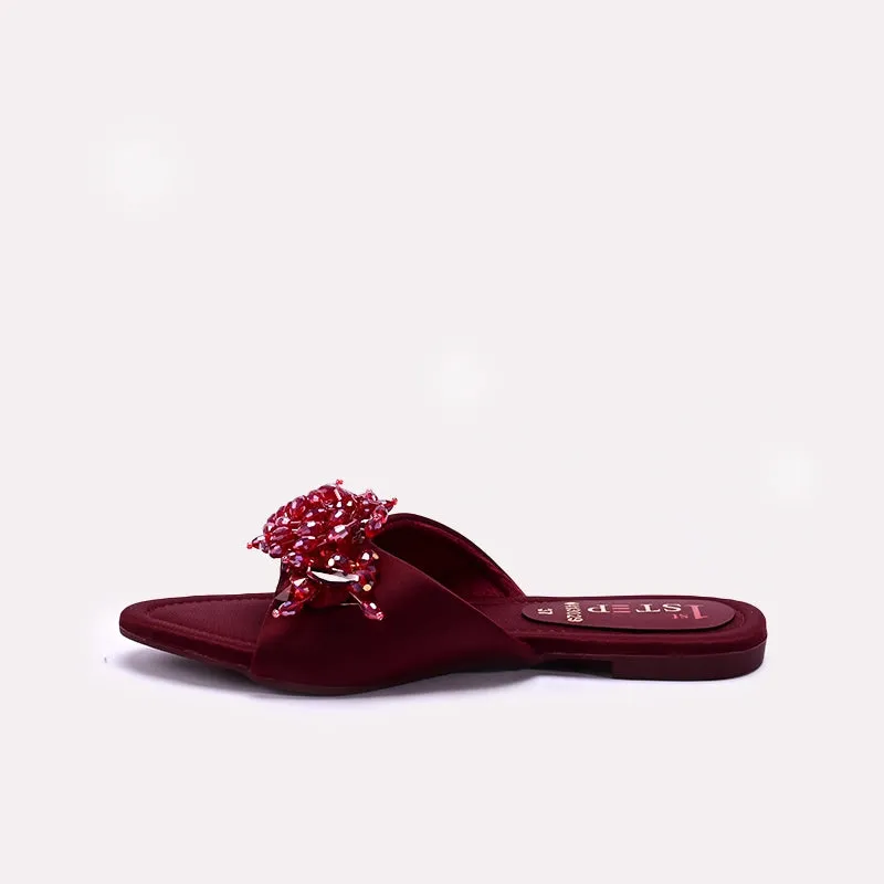 Womens Maroon Fancy Slippers 0413029