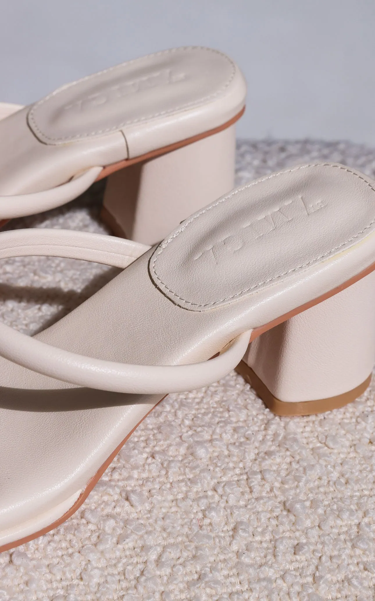 Zealand Block Mule Heels - Bone Beige