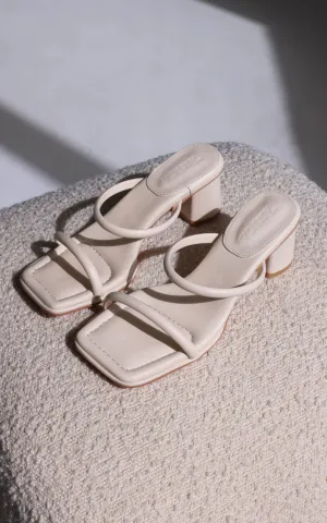 Zealand Block Mule Heels - Bone Beige